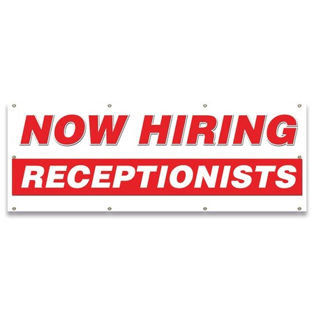 Signmission Now Hiring Receptionists Banner Apply Inside Accepting Application Single Sided B-96-30295